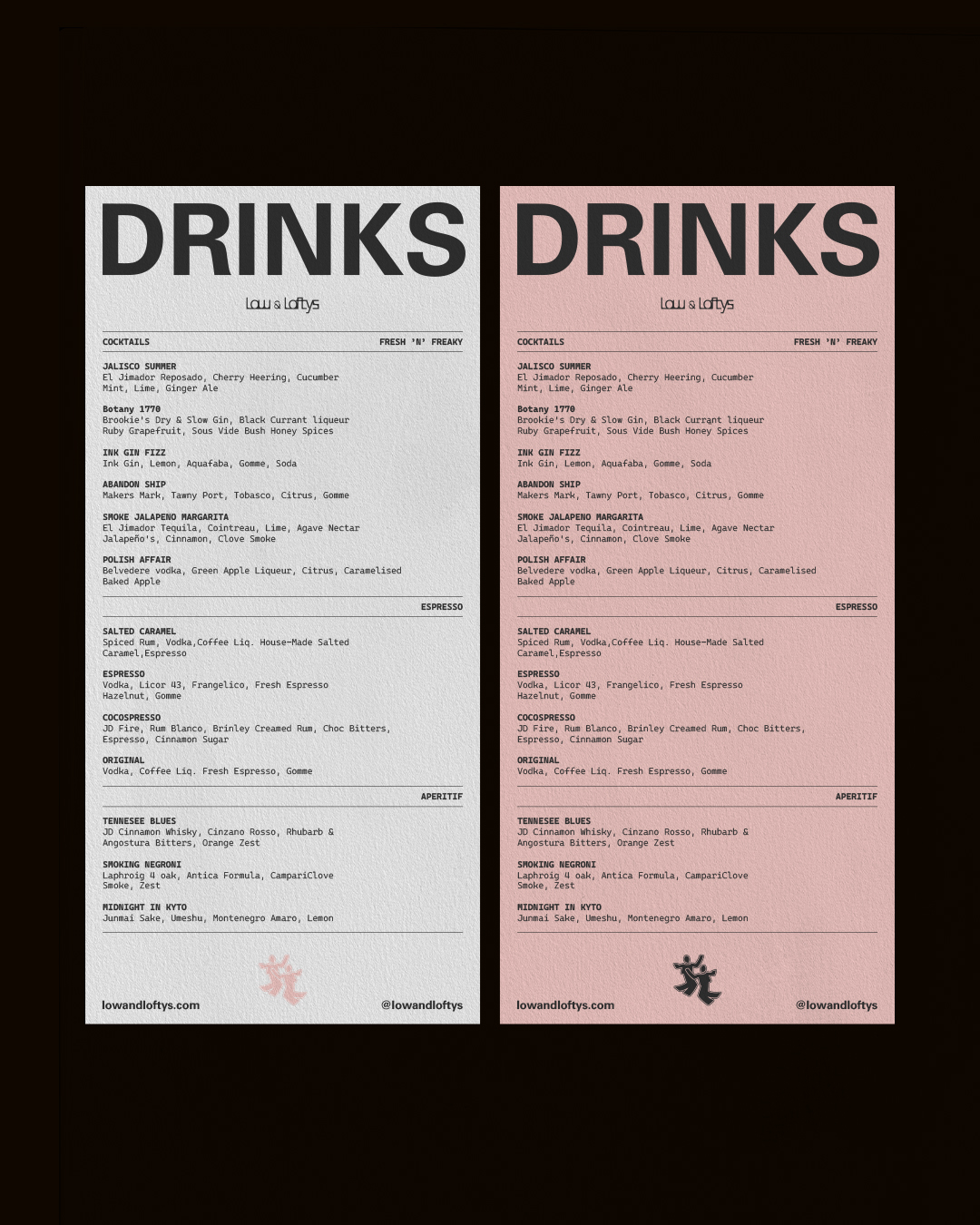 Low & Loftys — menu refresh